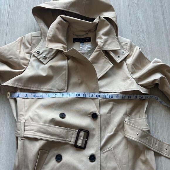 J Crew New Icon Trench Coat Womens Size 12 In Vintage Khaki Hooded - Picture 6 of 12